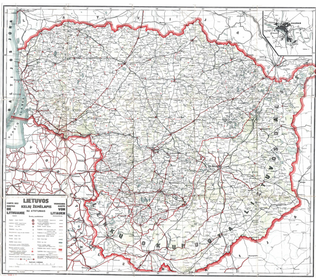 Lietuvos Kelių žemėlapis 1922 M. | 100 Lietuvos žemėlapių